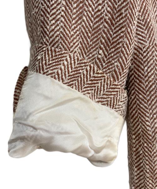 LARDINI（ラルディーニ）LARDINI (ラルディーニ) シルクネップヘリンボーンジャケット ブラウン×ホワイト サイズ:46の古着・服飾アイテム