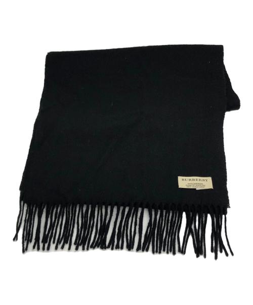 BURBERRY LONDON（バーバリーロンドン）BURBERRY LONDON (バーバリーロンドン) 刺繍カシミアマフラー ブラックの古着・服飾アイテム