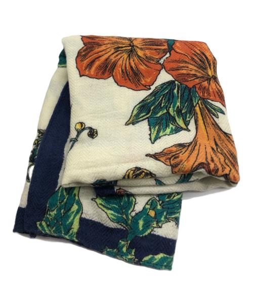 manipuri（マニプリ）manipuri (マニプリ) ウールシルクフラワープリントストール グリーンの古着・服飾アイテム