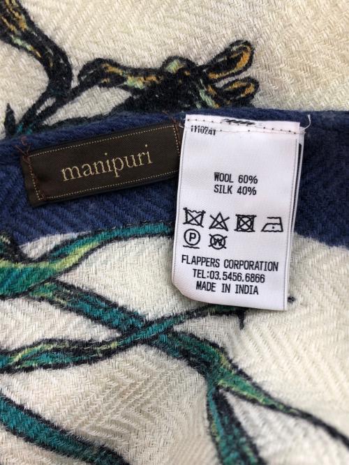 manipuri（マニプリ）manipuri (マニプリ) ウールシルクフラワープリントストール グリーンの古着・服飾アイテム