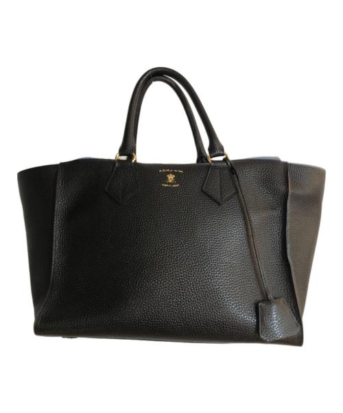 A.D.M.J.（エーディーエムジェイ）A.D.M.J. (エーディーエムジェイ) レザーハンドバッグ ブラックの古着・服飾アイテム