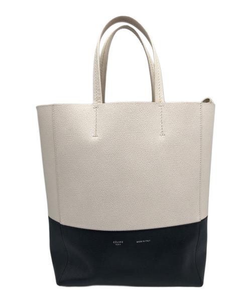 CELINE（セリーヌ）CELINE (セリーヌ) バーティカルカバスモール2WAYトートバッグ アイボリー×ブラックの古着・服飾アイテム