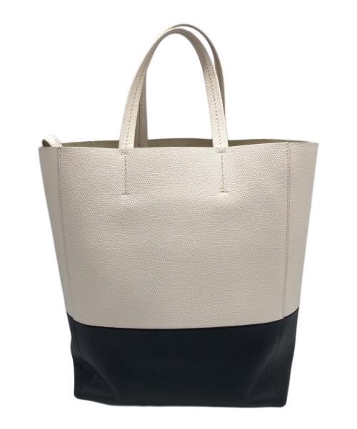CELINE（セリーヌ）CELINE (セリーヌ) バーティカルカバスモール2WAYトートバッグ アイボリー×ブラックの古着・服飾アイテム