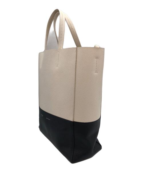 CELINE（セリーヌ）CELINE (セリーヌ) バーティカルカバスモール2WAYトートバッグ アイボリー×ブラックの古着・服飾アイテム
