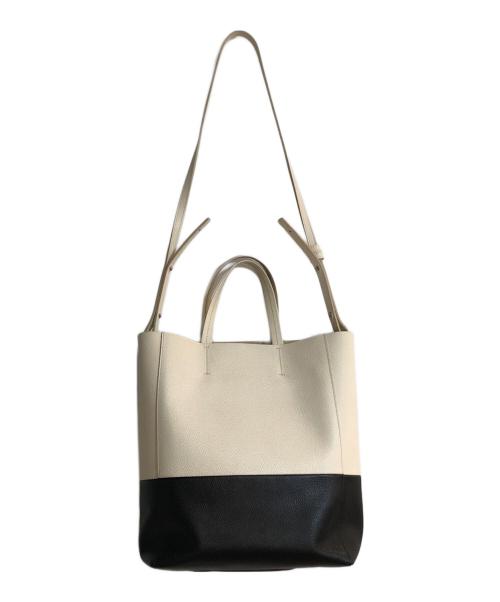 CELINE（セリーヌ）CELINE (セリーヌ) バーティカルカバスモール2WAYトートバッグ アイボリー×ブラックの古着・服飾アイテム
