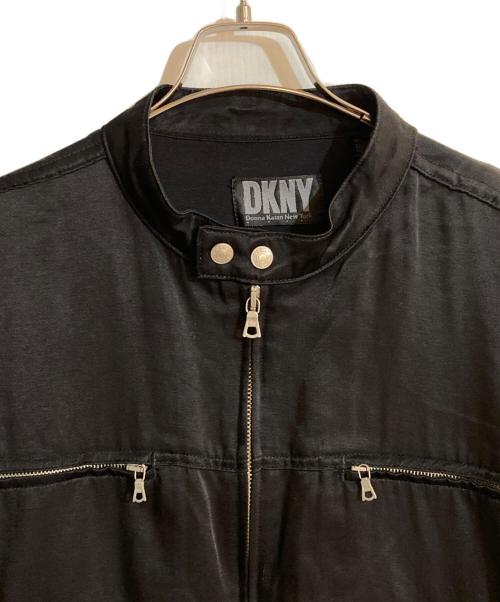 DKNY（ダナキャランニューヨーク）DKNY (ダナキャランニューヨーク) サテンモーターサイクルジャケット ブラック サイズ:XLの古着・服飾アイテム