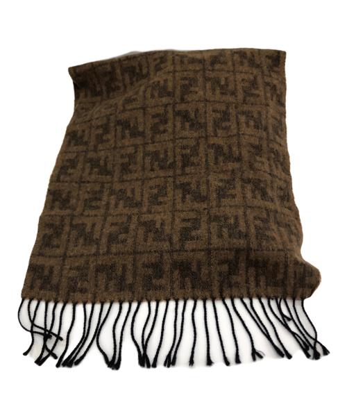 FENDI（フェンディ）FENDI (フェンディ) ズッカ柄ウールマフラー ブラウンの古着・服飾アイテム