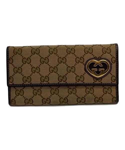 GUCCI（グッチ）GUCCI (グッチ) ラブリーハートロングウォレット ブラウンの古着・服飾アイテム