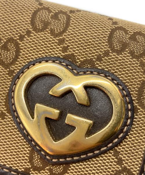 GUCCI（グッチ）GUCCI (グッチ) ラブリーハートロングウォレット ブラウンの古着・服飾アイテム