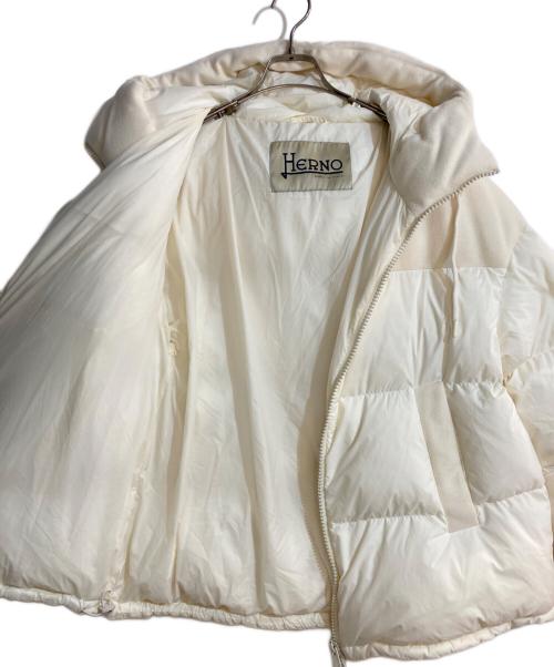 HERNO（ヘルノ）HERNO (ヘルノ) ウールコンビフーデットダウンジャケット アイボリー サイズ:44の古着・服飾アイテム