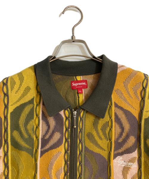 SUPREME（シュプリーム）Supreme (シュプリーム) ABSTRACT TEXTURED ZIP UP POLO/アブストラクト テクスチャ ジップ アップ ポロ イエロー サイズ:XLの古着・服飾アイテム
