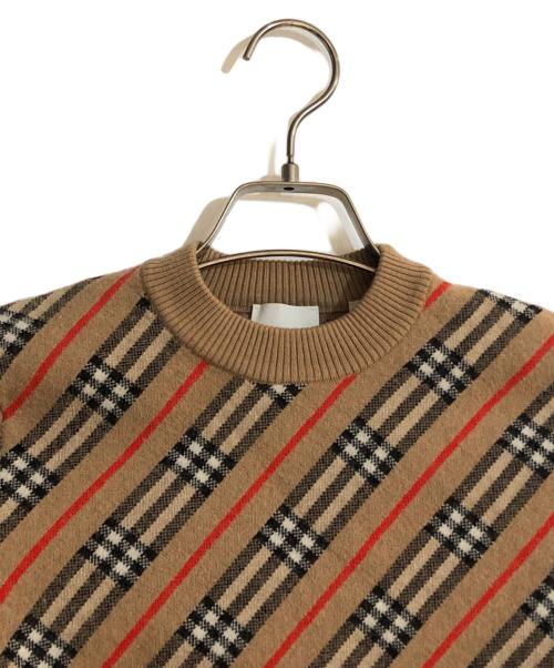 BURBERRY（バーバリー）BURBERRY (バーバリー) ノバチェッククルーネックニット ブラウン サイズ:XSの古着・服飾アイテム