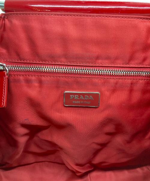 PRADA（プラダ）PRADA (プラダ) BEIGE CANVAS METAL LOOP TOTE BAG レッドの古着・服飾アイテム