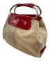 PRADA (プラダ) BEIGE CANVAS METAL LOOP TOTE BAG レッド：13000円