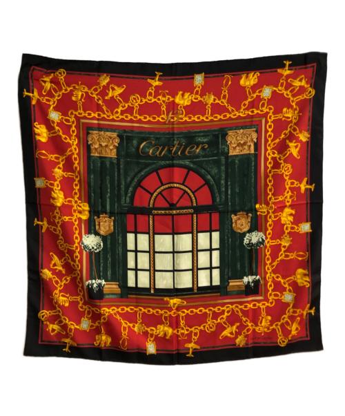 Cartier（カルティエ）Cartier (カルティエ) タンクプリントシルクスカーフ レッドの古着・服飾アイテム