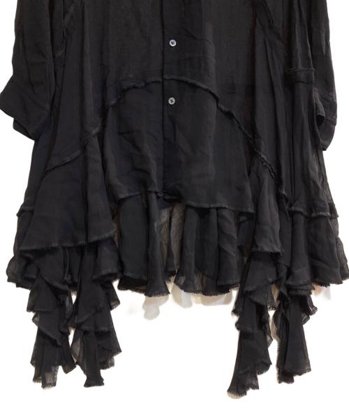 COMME des GARCONS COMME des GARCONS（コムデギャルソン コムデギャルソン）COMME des GARCONS COMME des GARCONS (コムデギャルソン コムデギャルソン) キュプラシアーラッフルシャツ ブラック サイズ:Sの古着・服飾アイテム