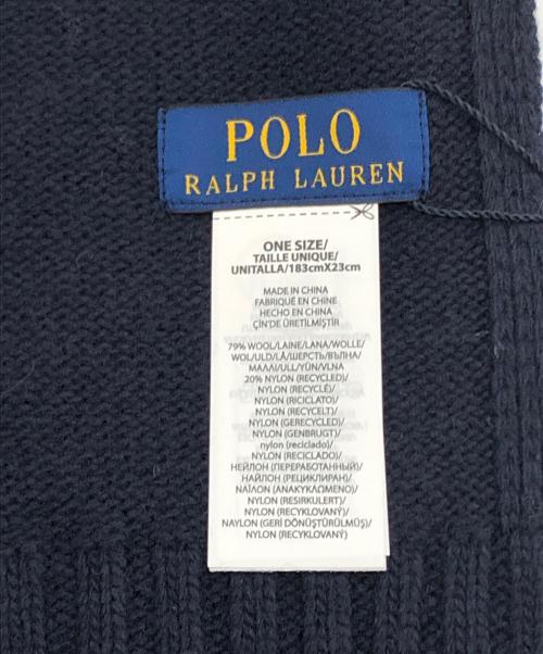 POLO RALPH LAUREN（ポロ・ラルフローレン）POLO RALPH LAUREN (ポロ・ラルフローレン) 星条旗ニットマフラー ネイビー 未使用品の古着・服飾アイテム