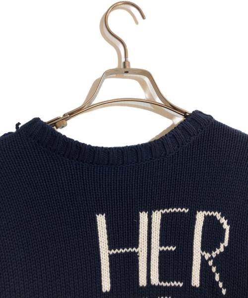 HER LIP TO（ハーリップトゥ）Her lip to (ハーリップトゥ) Share The Love Knit Top ネイビー サイズ:FREEの古着・服飾アイテム