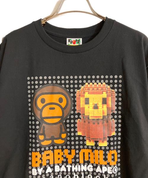 BAPE BY A BATHING APE（ベイプバイアベイシングエイプ）BAPE BY A BATHING APE (ベイプバイアベイシングエイプ) nanoblock (ナノブロック) BABY MILO TEE/ベイビマイロ ティー ブラック サイズ:Ｌの古着・服飾アイテム