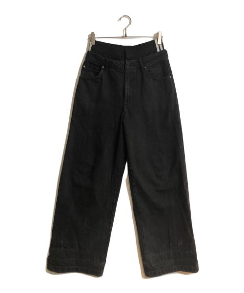 adidas（アディダス）adidas (アディダス) KSENIA SCHNAIDER (クセニア シュナイダー) ワイドデニムパンツ ブラック サイズ:29の古着・服飾アイテム