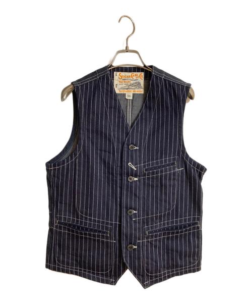 SUGAR CANE（シュガーケーン）SUGAR CANE (シュガーケーン) 9oz. WABASH STRIPE WORK VEST インディゴ サイズ:36の古着・服飾アイテム