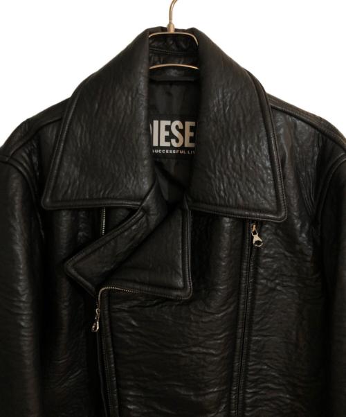 DIESEL（ディーゼル）DIESEL (ディーゼル) J-REGO フェイクレザーダブルライダースジャケット ブラック サイズ:ｌの古着・服飾アイテム
