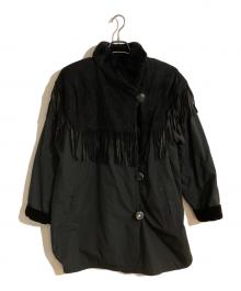 Yves Saint Laurent fourrures（イヴ・サンローラン・フルーレス）の古着「フリンジムートンオールドジャケット」｜ブラック