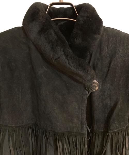 Yves Saint Laurent fourrures（イヴ・サンローラン・フルーレス）Yves Saint Laurent fourrures (イヴ・サンローラン・フルーレス) フリンジムートンオールドジャケット ブラック サイズ:Ｍの古着・服飾アイテム