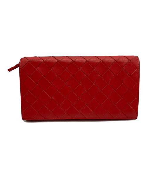 BOTTEGA VENETA（ボッテガベネタ）BOTTEGA VENETA (ボッテガベネタ) マキシイントレチャートウォレット レッドの古着・服飾アイテム
