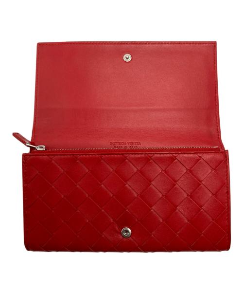 BOTTEGA VENETA（ボッテガベネタ）BOTTEGA VENETA (ボッテガベネタ) マキシイントレチャートウォレット レッドの古着・服飾アイテム