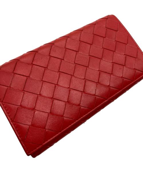 BOTTEGA VENETA（ボッテガベネタ）BOTTEGA VENETA (ボッテガベネタ) マキシイントレチャートウォレット レッドの古着・服飾アイテム