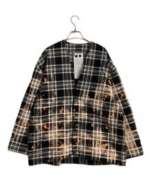 GOODNEIGHBORS SHIRTS（グッドネイバーズシャツ）の古着「チェックノーカラージャケット」｜ブラック