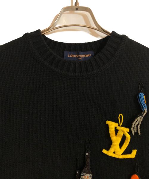 LOUIS VUITTON（ルイ ヴィトン）LOUIS VUITTON (ルイ ヴィトン) ビーズ装飾ウールニット ブラック サイズ:Mの古着・服飾アイテム