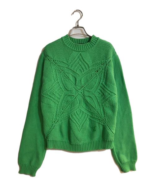 LOUIS VUITTON（ルイ ヴィトン）LOUIS VUITTON (ルイ ヴィトン) エンブロイダリークルーネックニット 黄緑 サイズ:Mの古着・服飾アイテム