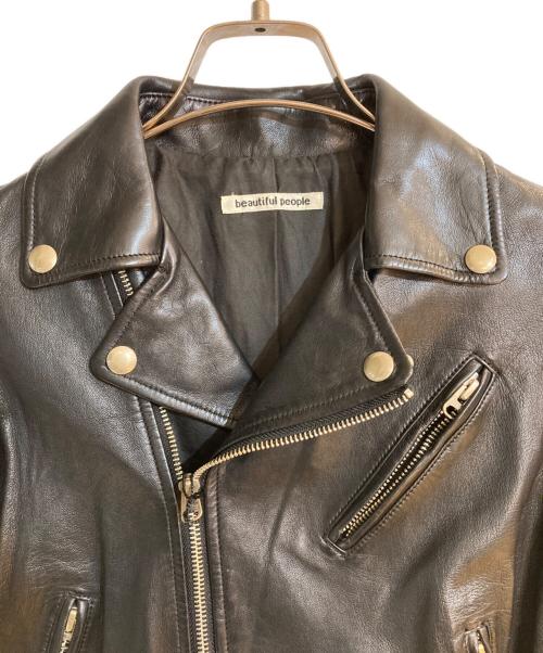 beautiful people（ビューティフルピープル）beautiful people (ビューティフルピープル) シンプルライダースジャケット ブラック サイズ:140㎝の古着・服飾アイテム