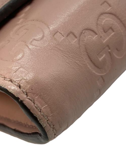 GUCCI（グッチ）GUCCI (グッチ) リボンフラップウォレット ピンクの古着・服飾アイテム