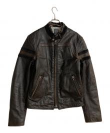 ARMANI EXCHANGE（アルマーニ エクスチェンジ）の古着「レザーライダースジャケット」｜ブラック