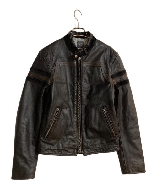 ARMANI EXCHANGE（アルマーニ エクスチェンジ）ARMANI EXCHANGE (アルマーニ エクスチェンジ) レザーライダースジャケット ブラック サイズ:Sの古着・服飾アイテム