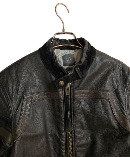 ARMANI EXCHANGE（アルマーニ エクスチェンジ）ARMANI EXCHANGE (アルマーニ エクスチェンジ) レザーライダースジャケット ブラック サイズ:Sの古着・服飾アイテム