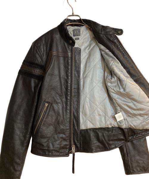 ARMANI EXCHANGE（アルマーニ エクスチェンジ）ARMANI EXCHANGE (アルマーニ エクスチェンジ) レザーライダースジャケット ブラック サイズ:Sの古着・服飾アイテム