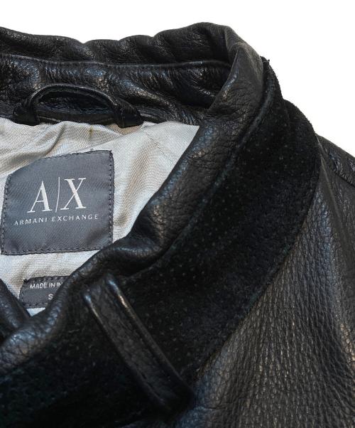 ARMANI EXCHANGE（アルマーニ エクスチェンジ）ARMANI EXCHANGE (アルマーニ エクスチェンジ) レザーライダースジャケット ブラック サイズ:Sの古着・服飾アイテム