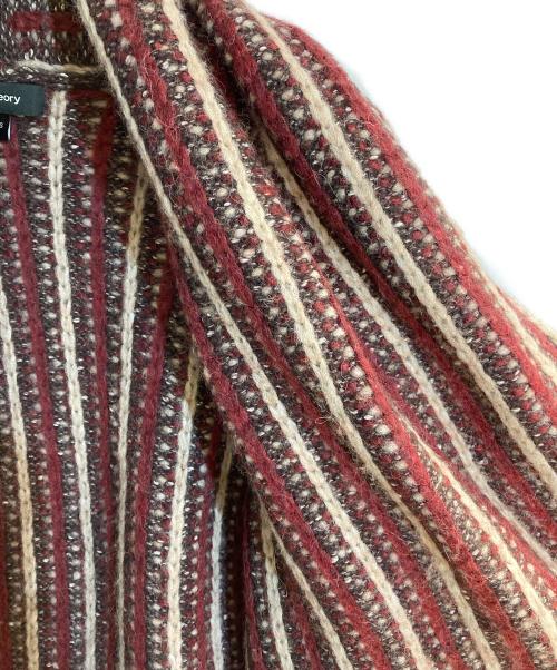 theory（セオリー）theory (セオリー) ストライプ アルパカ カーディガン レッド サイズ:Ｓの古着・服飾アイテム