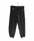 Maison MIHARA YASUHIRO in・stru(men-tal).メゾン ミハラ ヤスヒロ インストルメンタル）の古着「Cotton Tencel Denim Wide Pants」｜ブラック