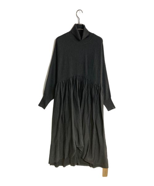 Curensology（カレンソロジー）Curensology (カレンソロジー) ウールハイネックギャザーワンピース グレー サイズ:FREE 未使用品の古着・服飾アイテム