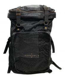 DIESEL（ディーゼル）の古着「アーカイブメタルロゴレザーコンビリュック」｜ブラック