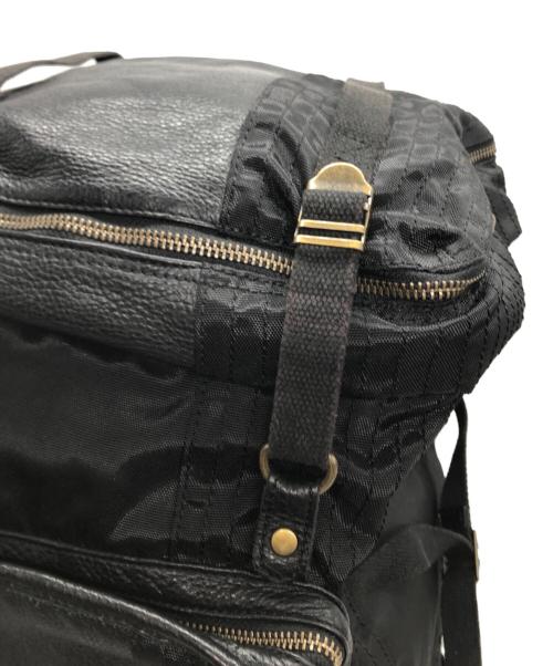 DIESEL（ディーゼル）DIESEL (ディーゼル) アーカイブメタルロゴレザーコンビリュック ブラックの古着・服飾アイテム