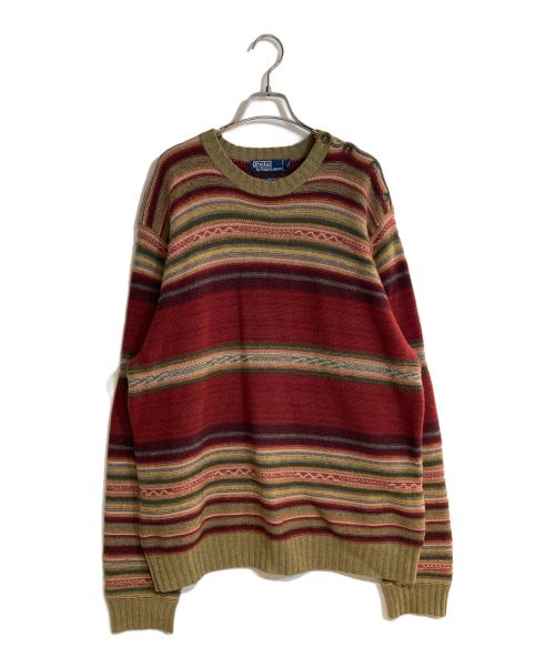 POLO RALPH LAUREN（ポロ・ラルフローレン）POLO RALPH LAUREN (ポロ・ラルフローレン) アルパカブレンドネイティブショルダーボタンニット マルチカラー サイズ:XXLの古着・服飾アイテム