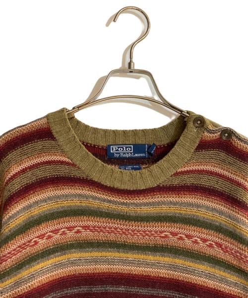 POLO RALPH LAUREN（ポロ・ラルフローレン）POLO RALPH LAUREN (ポロ・ラルフローレン) アルパカブレンドネイティブショルダーボタンニット マルチカラー サイズ:XXLの古着・服飾アイテム