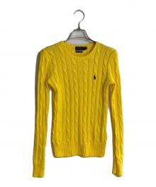 POLO RALPH LAUREN（ポロ・ラルフローレン）の古着「ケーブルクルーネックニット」｜イエロー