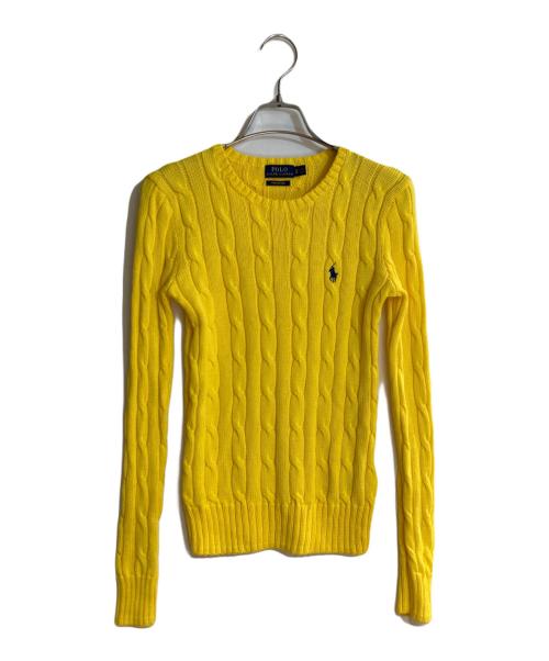POLO RALPH LAUREN（ポロ・ラルフローレン）POLO RALPH LAUREN (ポロ・ラルフローレン) ケーブルクルーネックニット イエロー サイズ:XSの古着・服飾アイテム